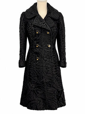 Vintage Paris Brenner Black Persian Lamb Astrakhan Fur Coat 36” France